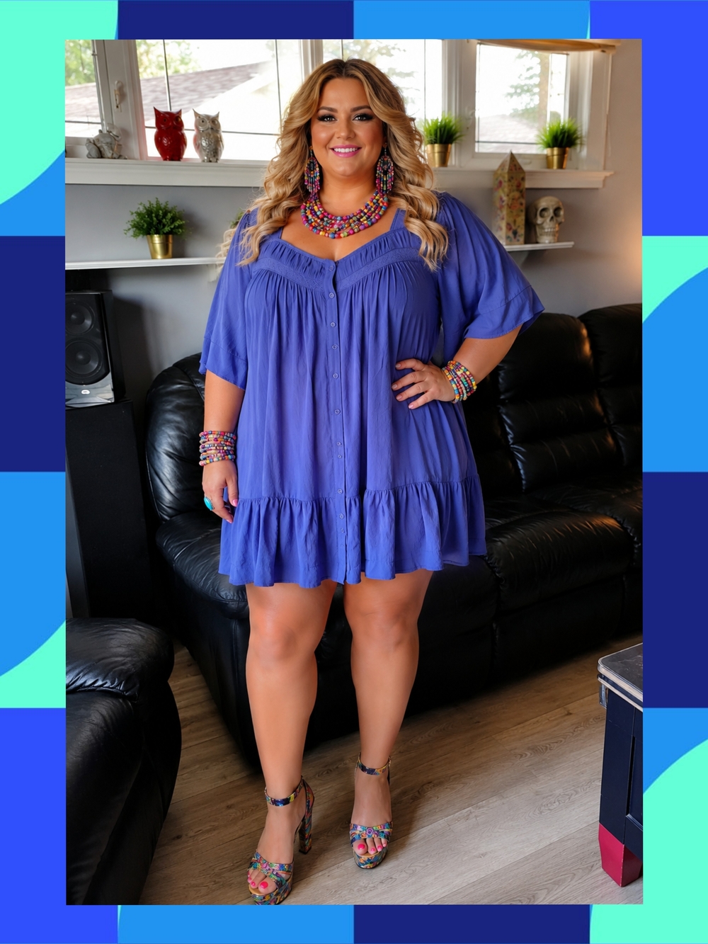 Davi & Dani Boho Crinkle Dress - NWT Periwinkle Blue - Size 2XL
